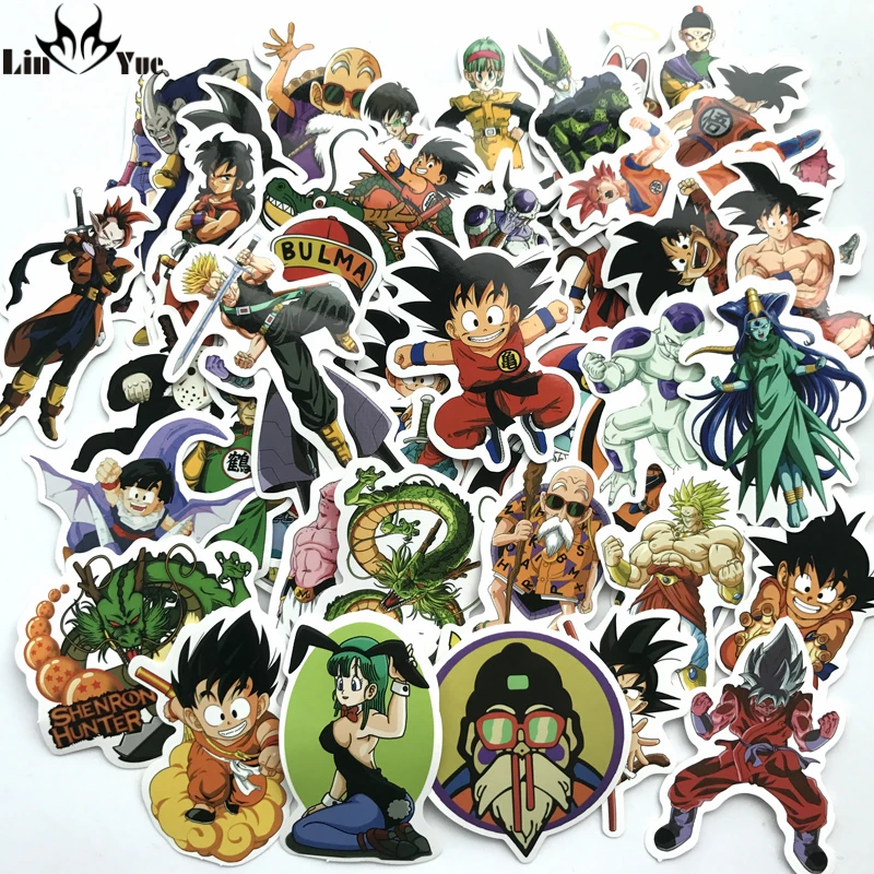 100Pcs//Lot Anime Dragon Ball Z Super Saiyan Goku Stickers Decal For Laptop Phone